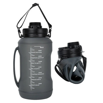 2L/64Oz Silicone Water Bottles Collapsible Travel Water Bottle Roll up Foldable Water Bottles with Straws Travel Camping Hiking