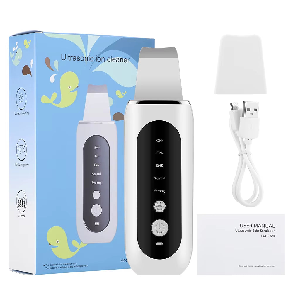 Ultrasonic Face Skin Scrubber Facial Peeling Skin Blackhead Remover Deep Face Cleaning Ultrasonic Ion Acne Pore Cleaner Facial