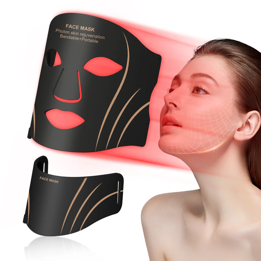 Silicone LED Mask Face with Neck 7 Colors LED Photon Red Light Therapy for Anti-Aging Wrinkles Skin Rejuvenation Beauty Mask