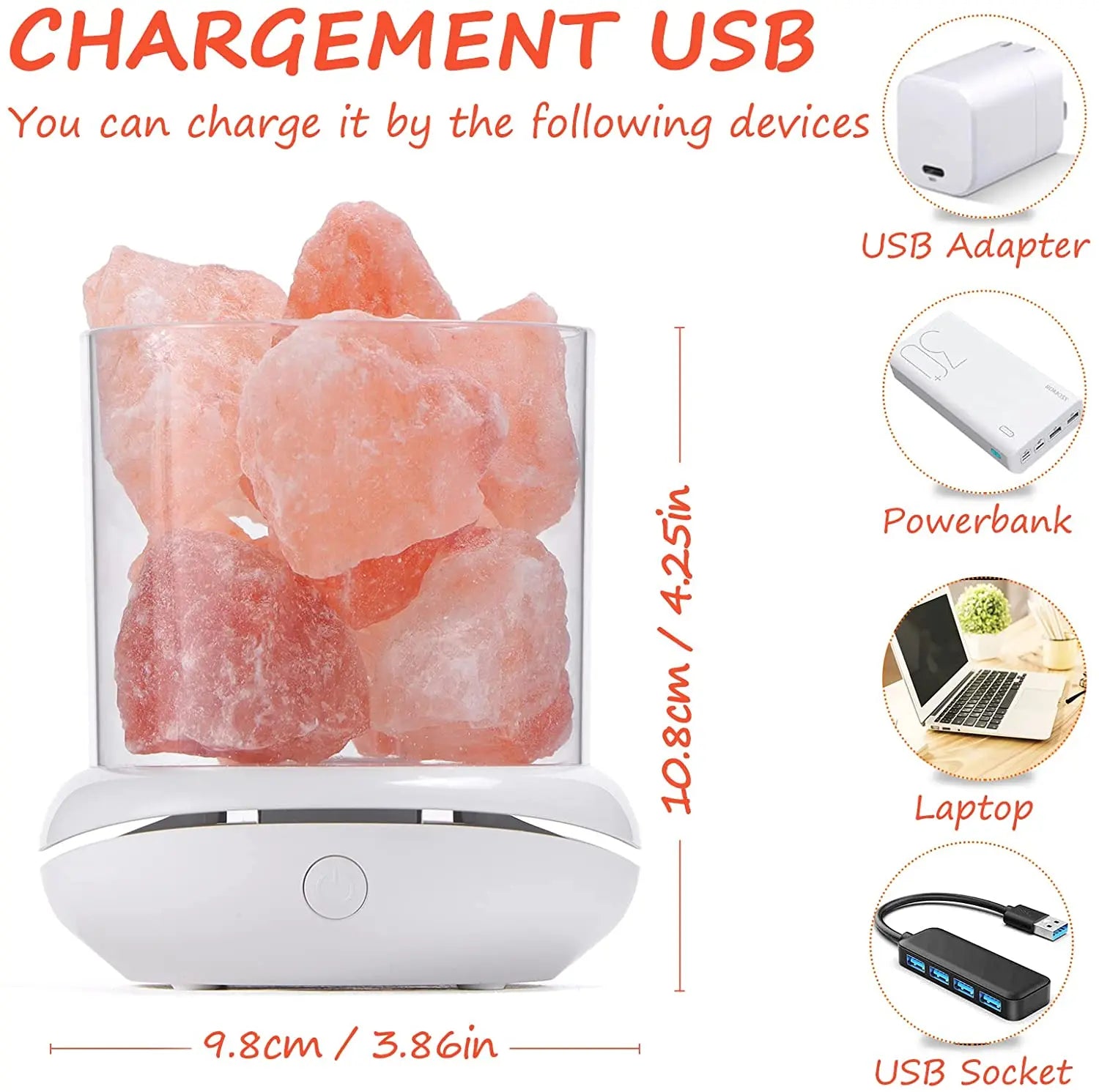 Aroma Lamps Natural Himalayan Salt Lamp USB Pink Salt Rocks Lamp Multi-Color Romantic Night Light for Original Birthday Gifts
