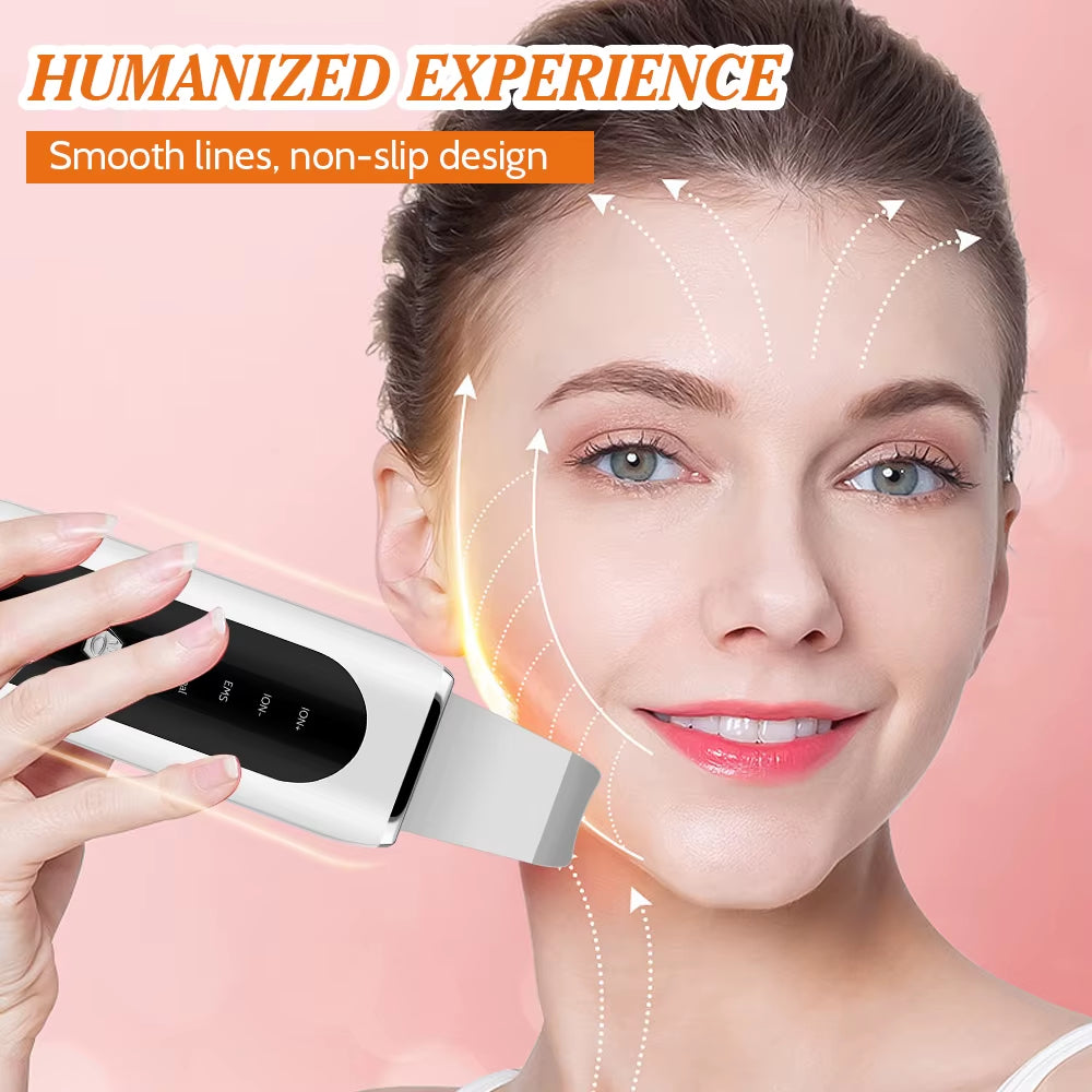 Ultrasonic Face Skin Scrubber Facial Peeling Skin Blackhead Remover Deep Face Cleaning Ultrasonic Ion Acne Pore Cleaner Facial