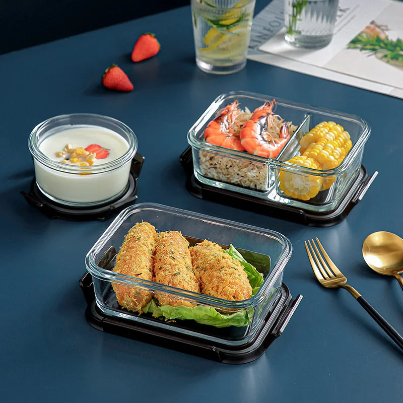 Glass Bento Lunch Box, Meal Prep Containers, Food Storage Containers, Airtight Bento Boxes for Microwave, Oven, Freezer