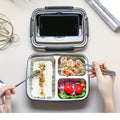 Leak-Proof Stainless Steel Lunch Box with 3/4 Compartments - Durable, Easy-Clean Bento Container for Students & Office Workers