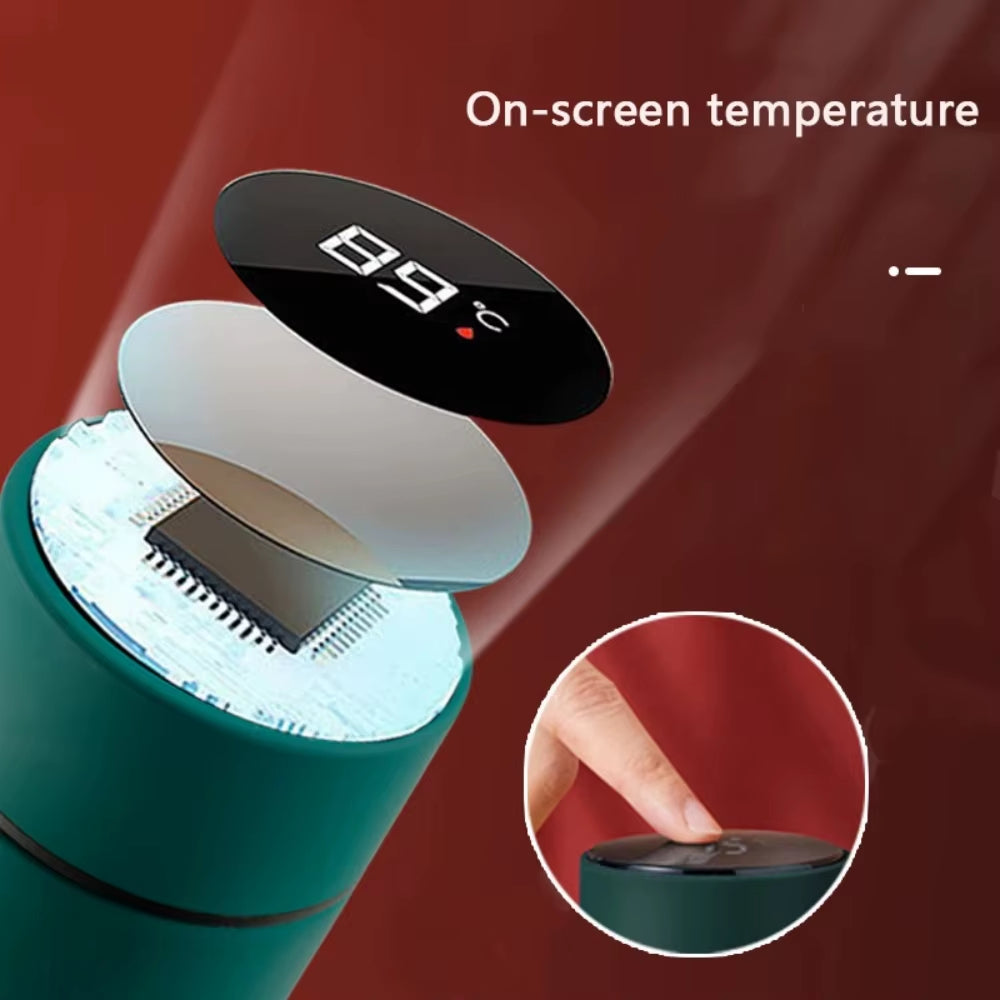 Chinese Style Vacuum Flask with Temperature Display Retro Smart Insulated Water Bottles 304 Stainless Steel Thermal Cu Travel