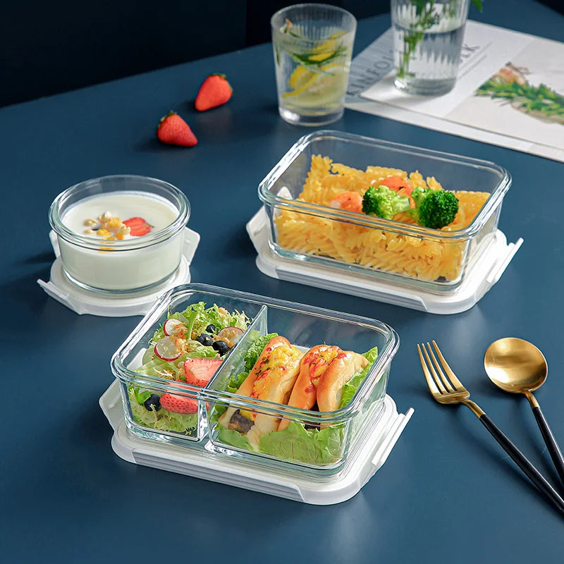 Glass Bento Lunch Box, Meal Prep Containers, Food Storage Containers, Airtight Bento Boxes for Microwave, Oven, Freezer