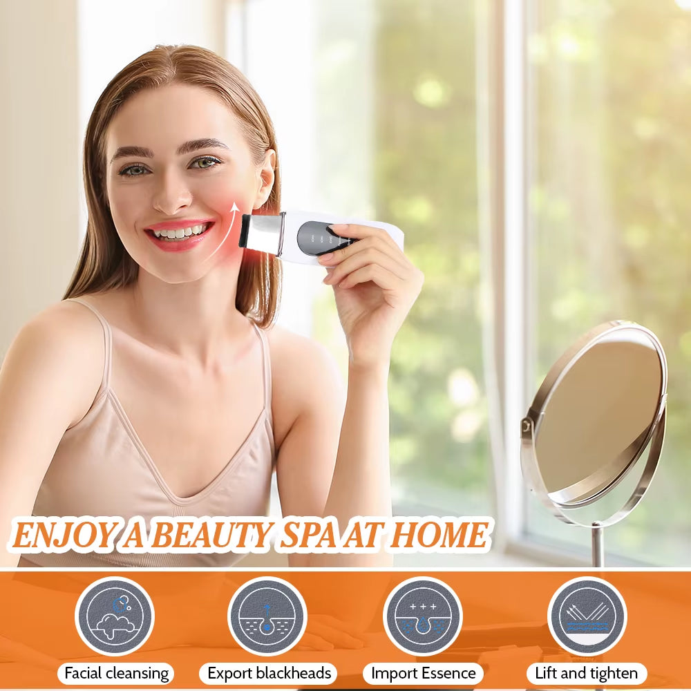 Ultrasonic Face Skin Scrubber Facial Peeling Skin Blackhead Remover Deep Face Cleaning Ultrasonic Ion Acne Pore Cleaner Facial
