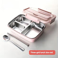 Leak-Proof Stainless Steel Lunch Box with 3/4 Compartments - Durable, Easy-Clean Bento Container for Students & Office Workers
