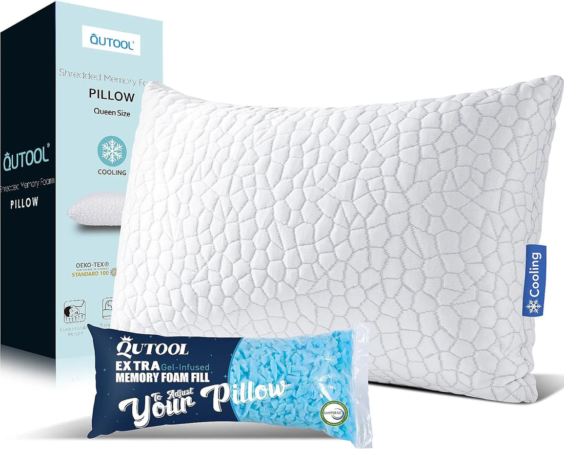 QUTOOL Cooling Shredded Memory Foam Pillows Adjustable Loft