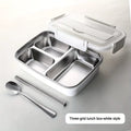Leak-Proof Stainless Steel Lunch Box with 3/4 Compartments - Durable, Easy-Clean Bento Container for Students & Office Workers