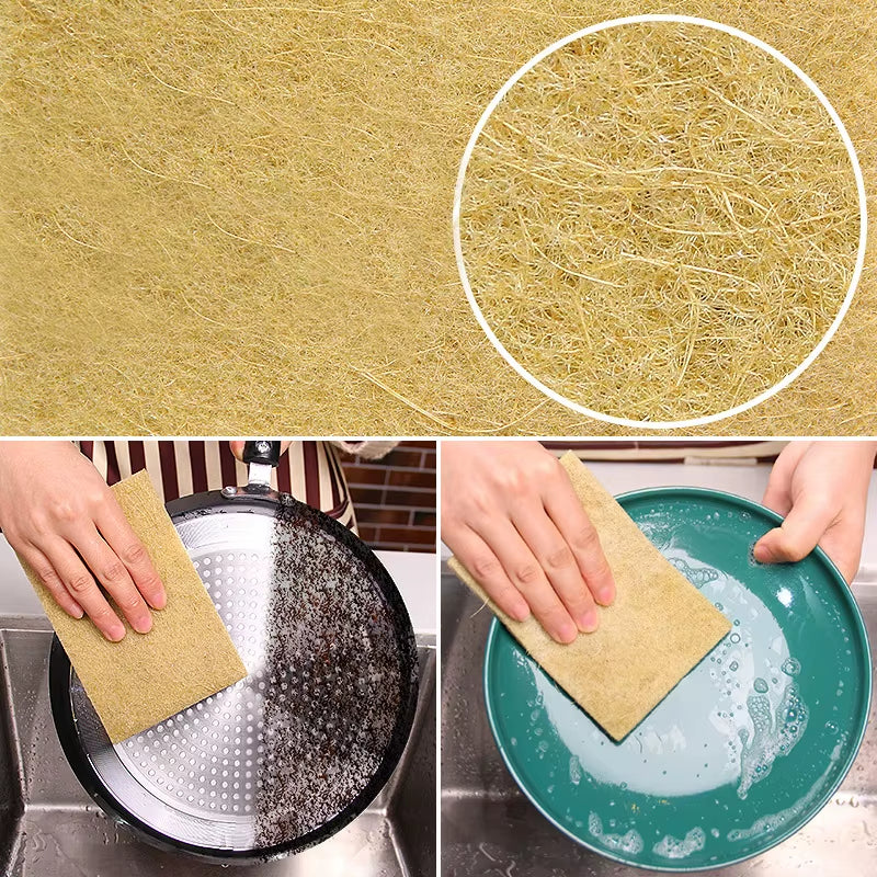 3/5/10Pcs Sisal Microfiber Sponge Eco-Friendly Plant Sponges for Dishwashing Natural Fiber Cleaning Cloth Kitchen Accessories