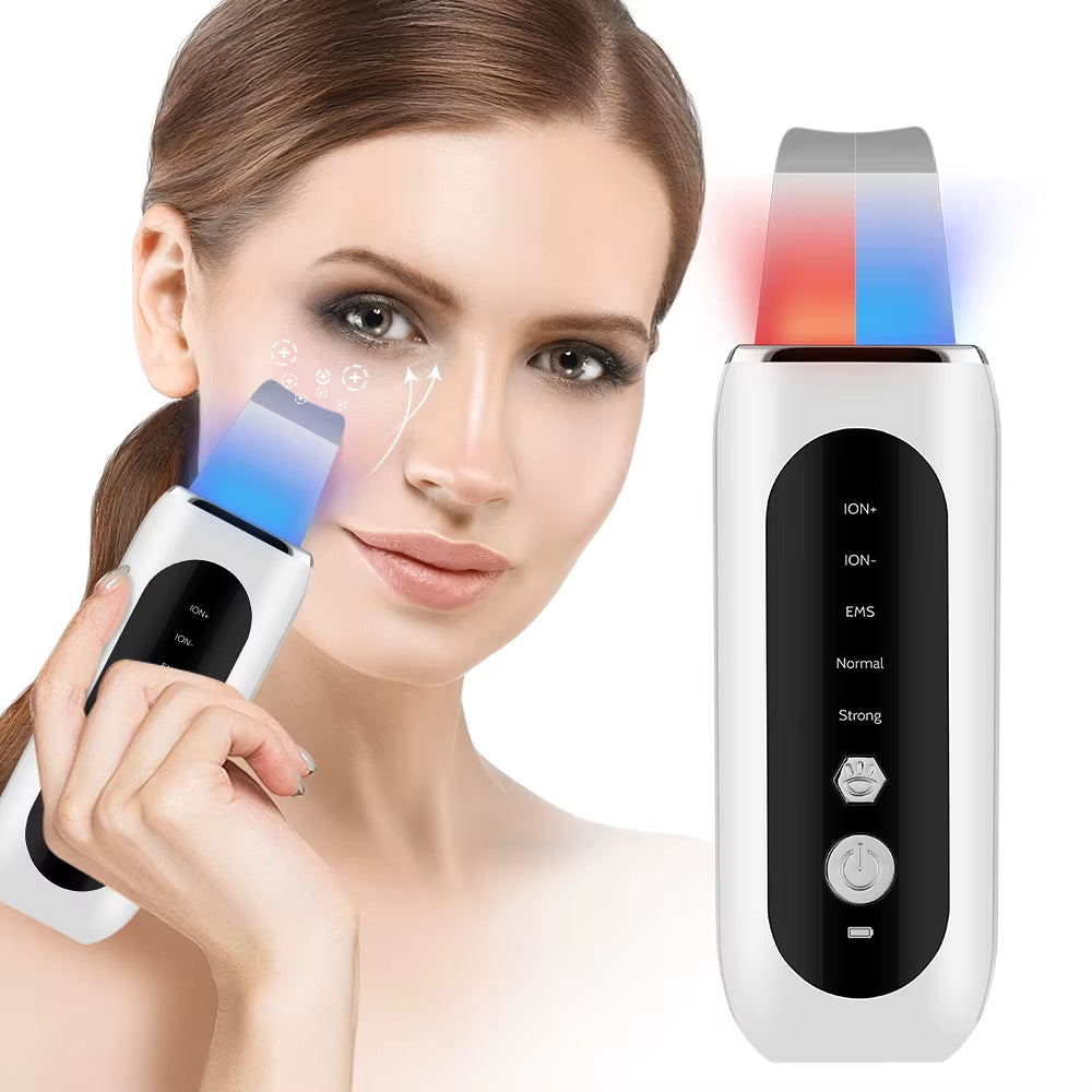 Ultrasonic Face Skin Scrubber Facial Peeling Skin Blackhead Remover Deep Face Cleaning Ultrasonic Ion Acne Pore Cleaner Facial