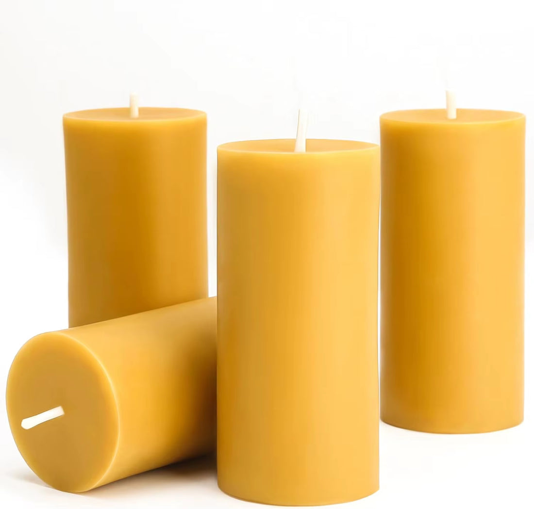 1/3/5PCS Beeswax Pillar Candles Smokeless Beeswax Candles Long Burning Wax Candles for Home Dinner Decor Prayer Party 1.85X3.8In