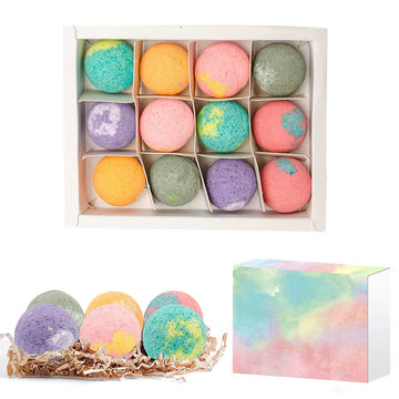 12Pcs Organic Bath Bombs Gift Natural Mini Handmade Bathing Foot Spa Bomb Rich Essential Oils for Moisturizing Dry Skin Relaxing