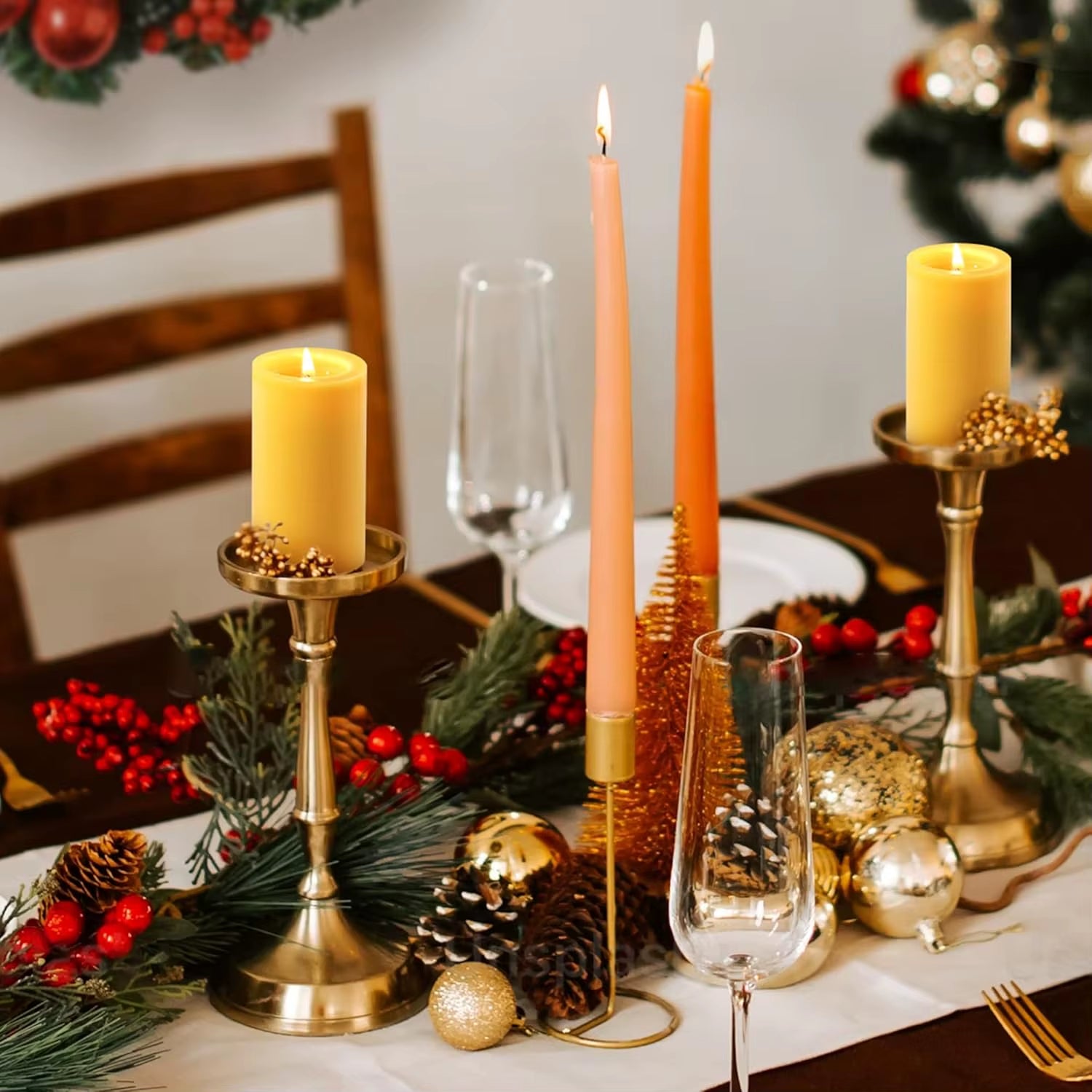 1/3/5PCS Beeswax Pillar Candles Smokeless Beeswax Candles Long Burning Wax Candles for Home Dinner Decor Prayer Party 1.85X3.8In