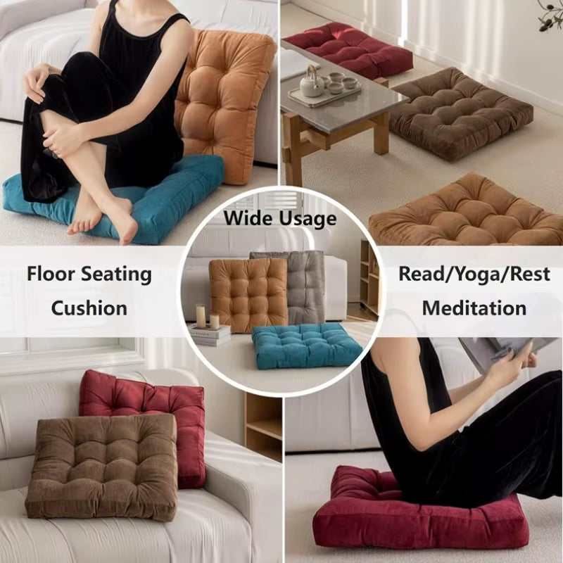 Floor Pillow Square Floor Seating Pillow Cushion Meditation Yoga Seat Kneeling Pillows Thick Tufted Cushions Mat Pad Balcony