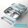 Leak-Proof Stainless Steel Lunch Box with 3/4 Compartments - Durable, Easy-Clean Bento Container for Students & Office Workers