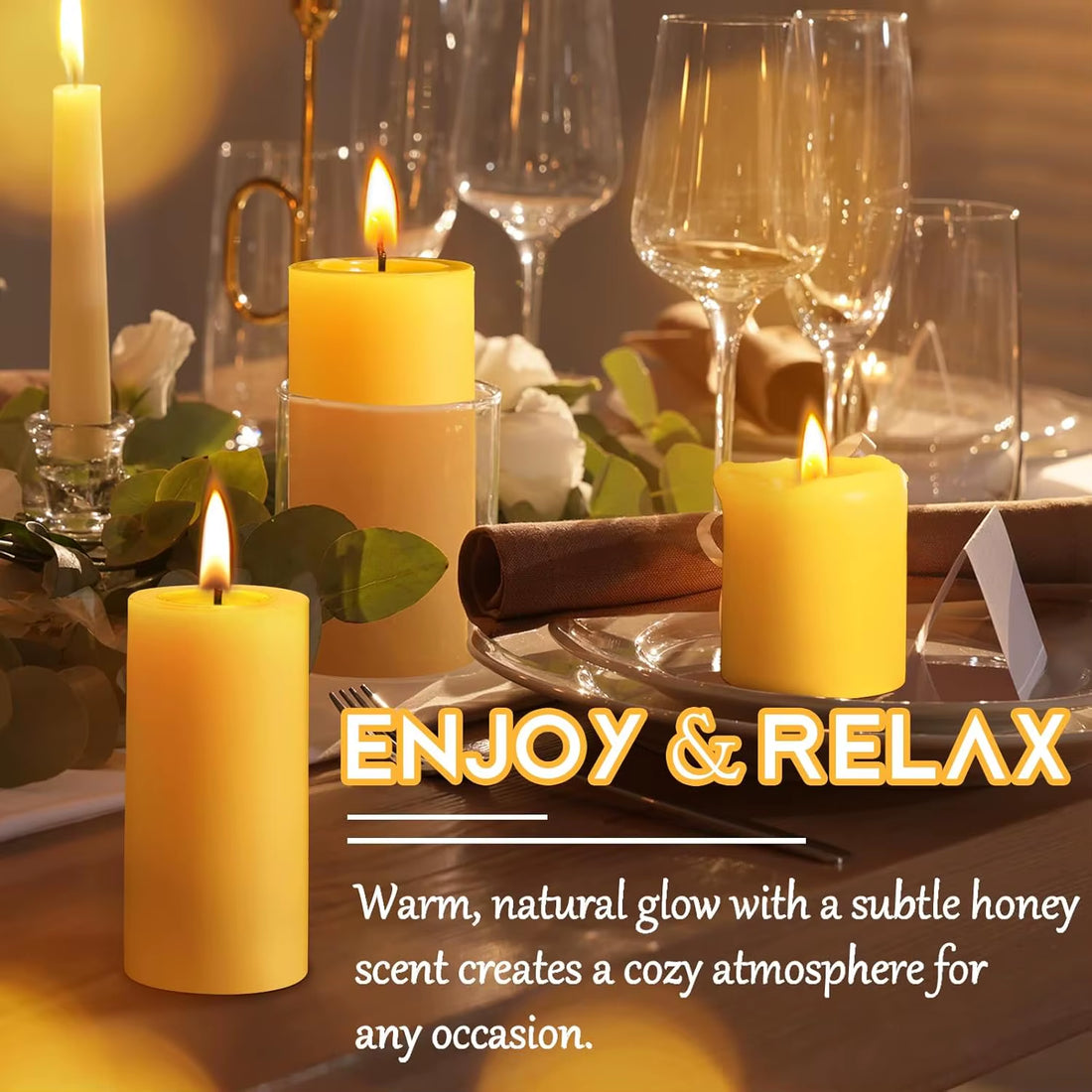 1/3/5PCS Beeswax Pillar Candles Smokeless Beeswax Candles Long Burning Wax Candles for Home Dinner Decor Prayer Party 1.85X3.8In