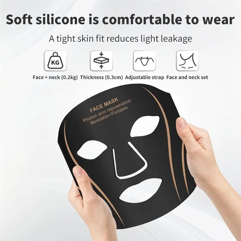 Silicone LED Mask Face with Neck 7 Colors LED Photon Red Light Therapy for Anti-Aging Wrinkles Skin Rejuvenation Beauty Mask