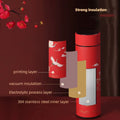 Chinese Style Vacuum Flask with Temperature Display Retro Smart Insulated Water Bottles 304 Stainless Steel Thermal Cu Travel