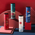 Chinese Style Vacuum Flask with Temperature Display Retro Smart Insulated Water Bottles 304 Stainless Steel Thermal Cu Travel