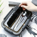 Leak-Proof Stainless Steel Lunch Box with 3/4 Compartments - Durable, Easy-Clean Bento Container for Students & Office Workers