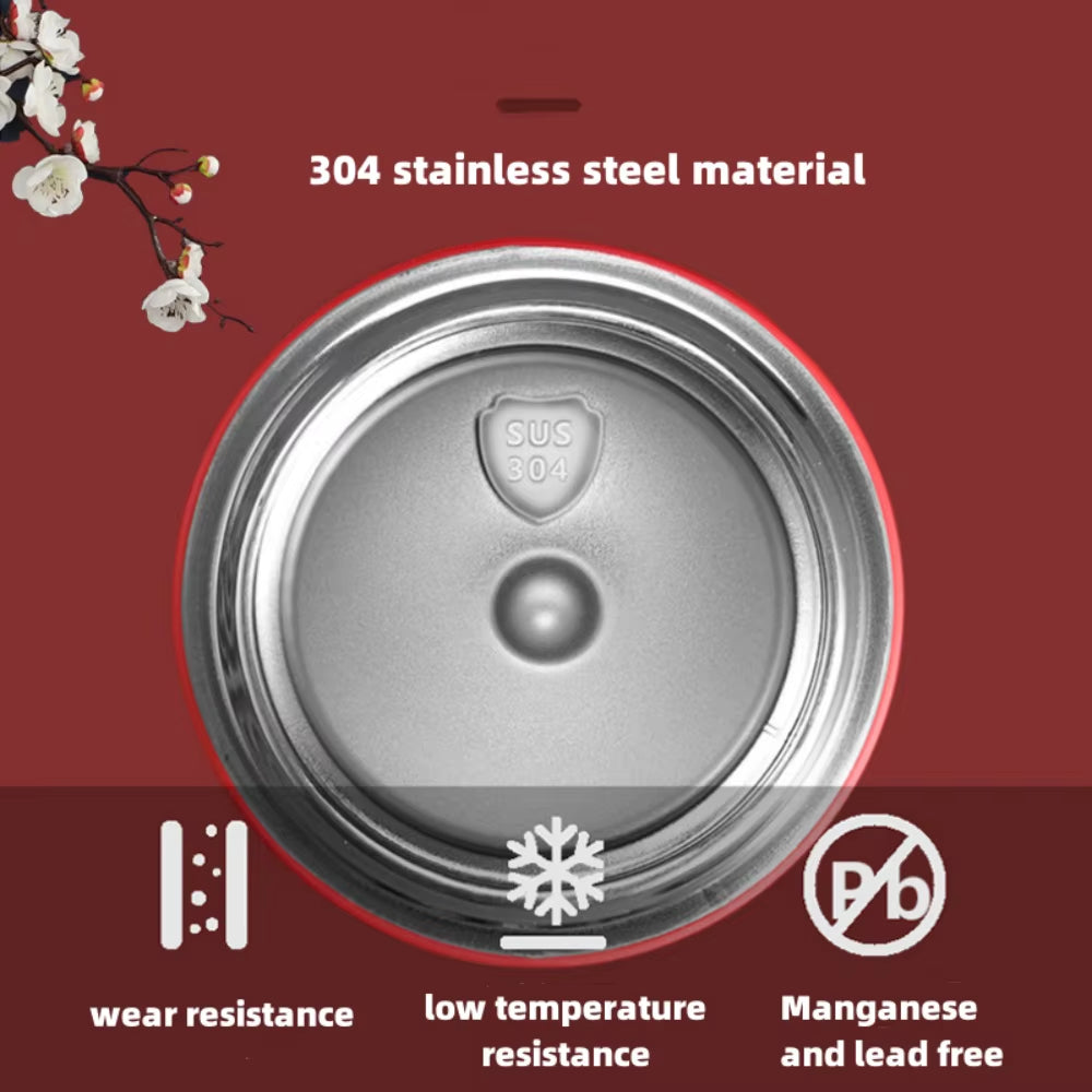 Chinese Style Vacuum Flask with Temperature Display Retro Smart Insulated Water Bottles 304 Stainless Steel Thermal Cu Travel