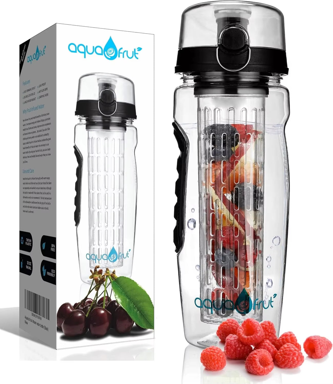 32 OZ Fruit Infuser Water Bottle Bpa-Free Fruit Infusion Sports Flip Top Lid W Drinking Spout Leak Proof Made of Durable Tritan