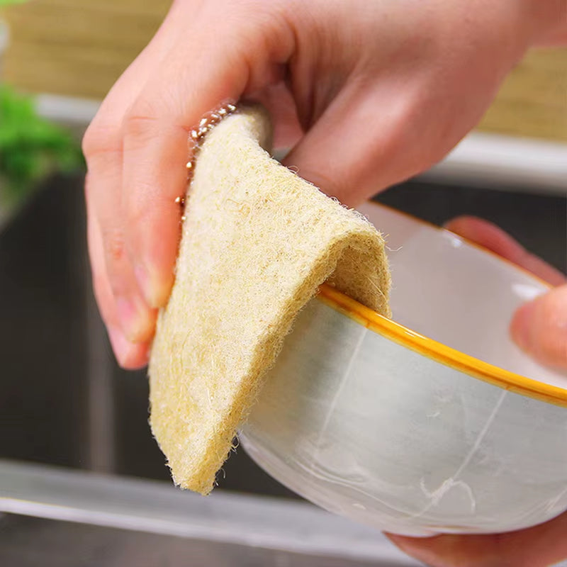 3/5/10Pcs Sisal Microfiber Sponge Eco-Friendly Plant Sponges for Dishwashing Natural Fiber Cleaning Cloth Kitchen Accessories